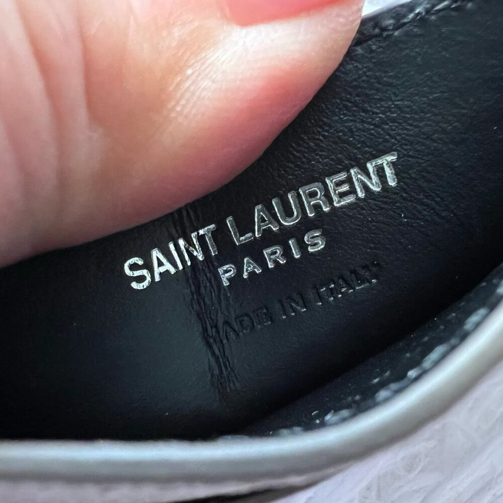 Saint Laurent Pebbled Leather Logo Card Case Grey - Picture 3 of 11